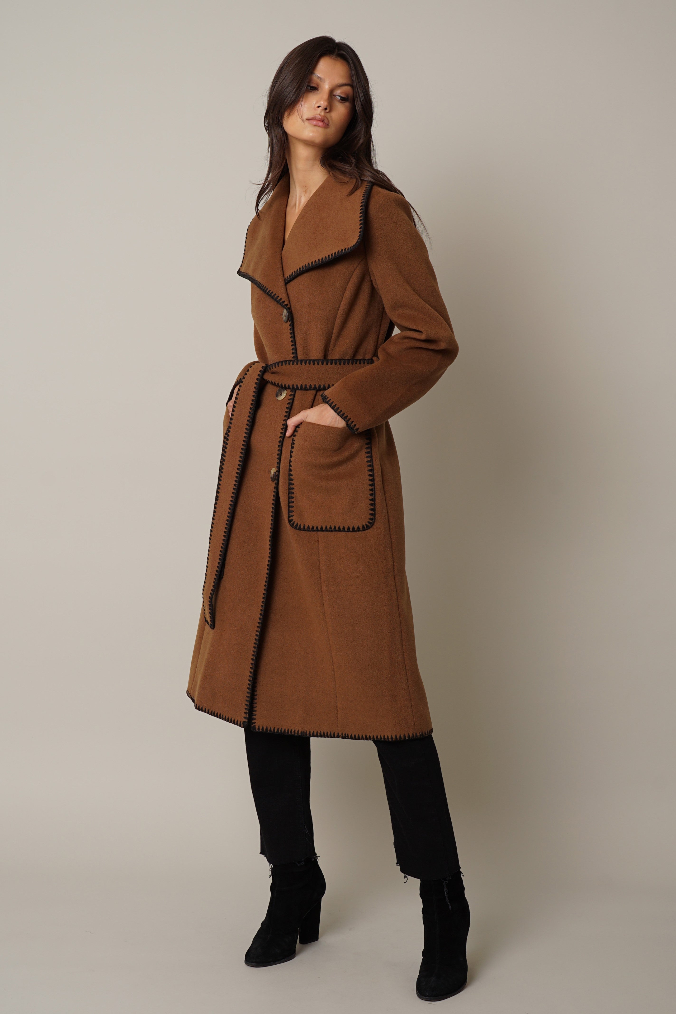 Cyrus - Wrap Coat with Saddle Stitch