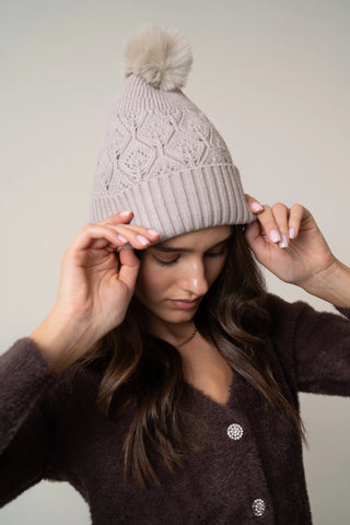 The Diamond Knit Pom Beanie