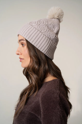 The Diamond Knit Pom Beanie