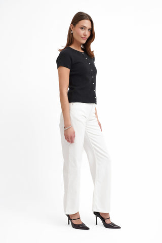 The Textured Button Short Sleeve Cardigan