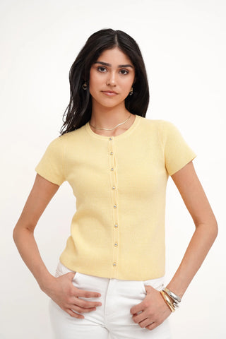 The Textured Button Short Sleeve Cardigan