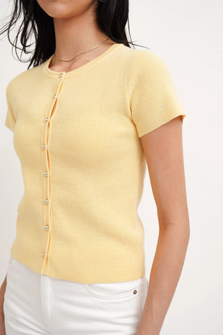 The Textured Button Short Sleeve Cardigan