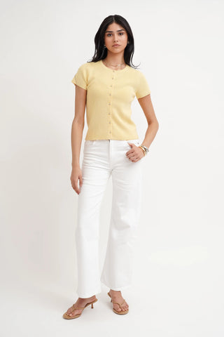 The Textured Button Short Sleeve Cardigan