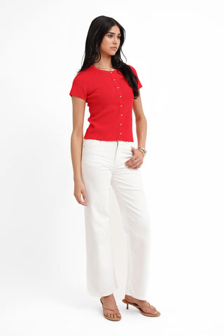 The Textured Button Short Sleeve Cardigan