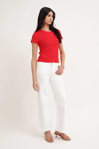 The Textured Button Short Sleeve Cardigan