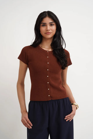 The Textured Button Short Sleeve Cardigan