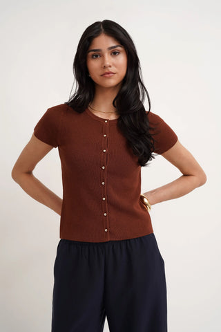 The Textured Button Short Sleeve Cardigan