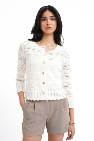 The Openwork Scallop Cardigan