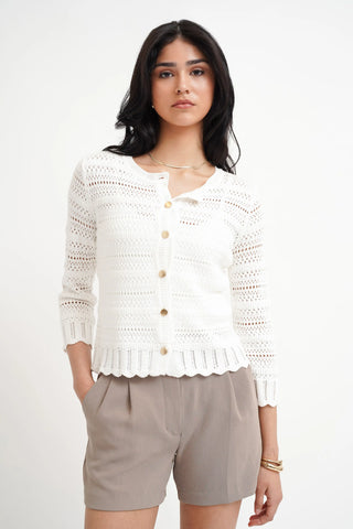 The Openwork Scallop Cardigan