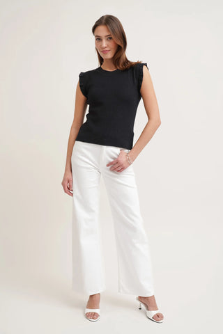 The Ruffle Trim Knit Shell