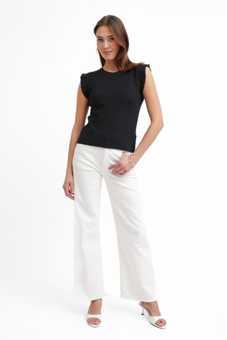 The Ruffle Trim Knit Shell