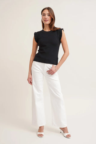 The Ruffle Trim Knit Shell