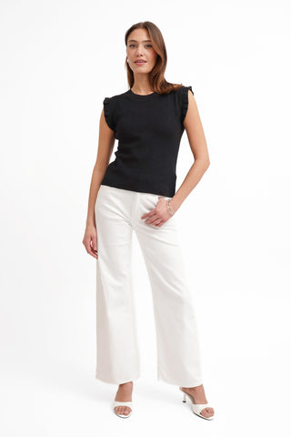 The Ruffle Trim Knit Shell