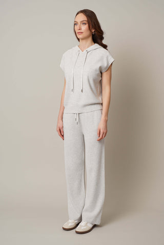 Model is wearing the waffle pants by Cyrus in Grey Goose Heather