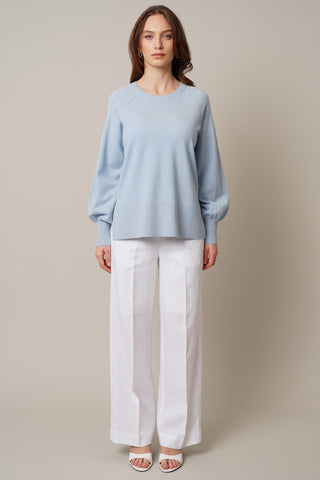 Crew Neck Pullover with Side Slit