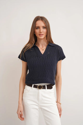 The Pointelle Polo Knit