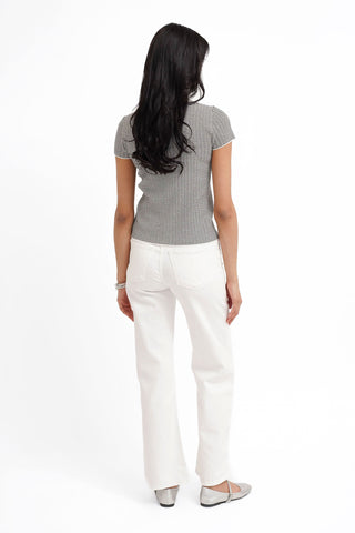The Contrast Trim Button Knit