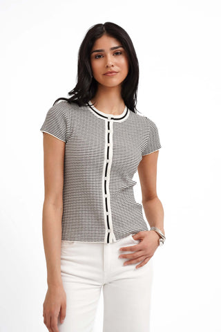 The Contrast Trim Button Knit