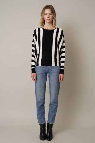 Ribbed Striped Dolman Sweater