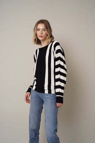 Ribbed Striped Dolman Sweater