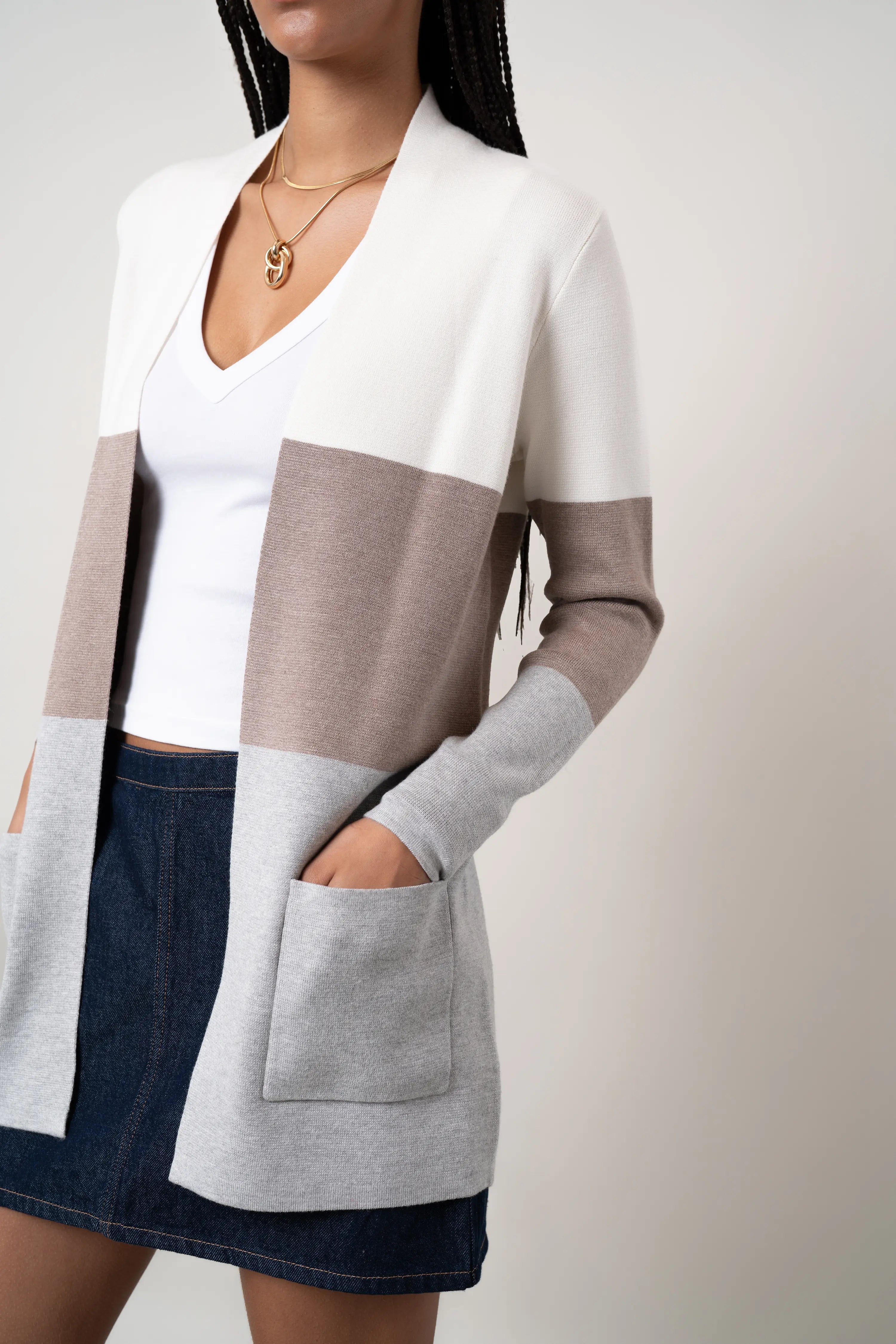 Cyrus - The Colorblock Open Cardigan