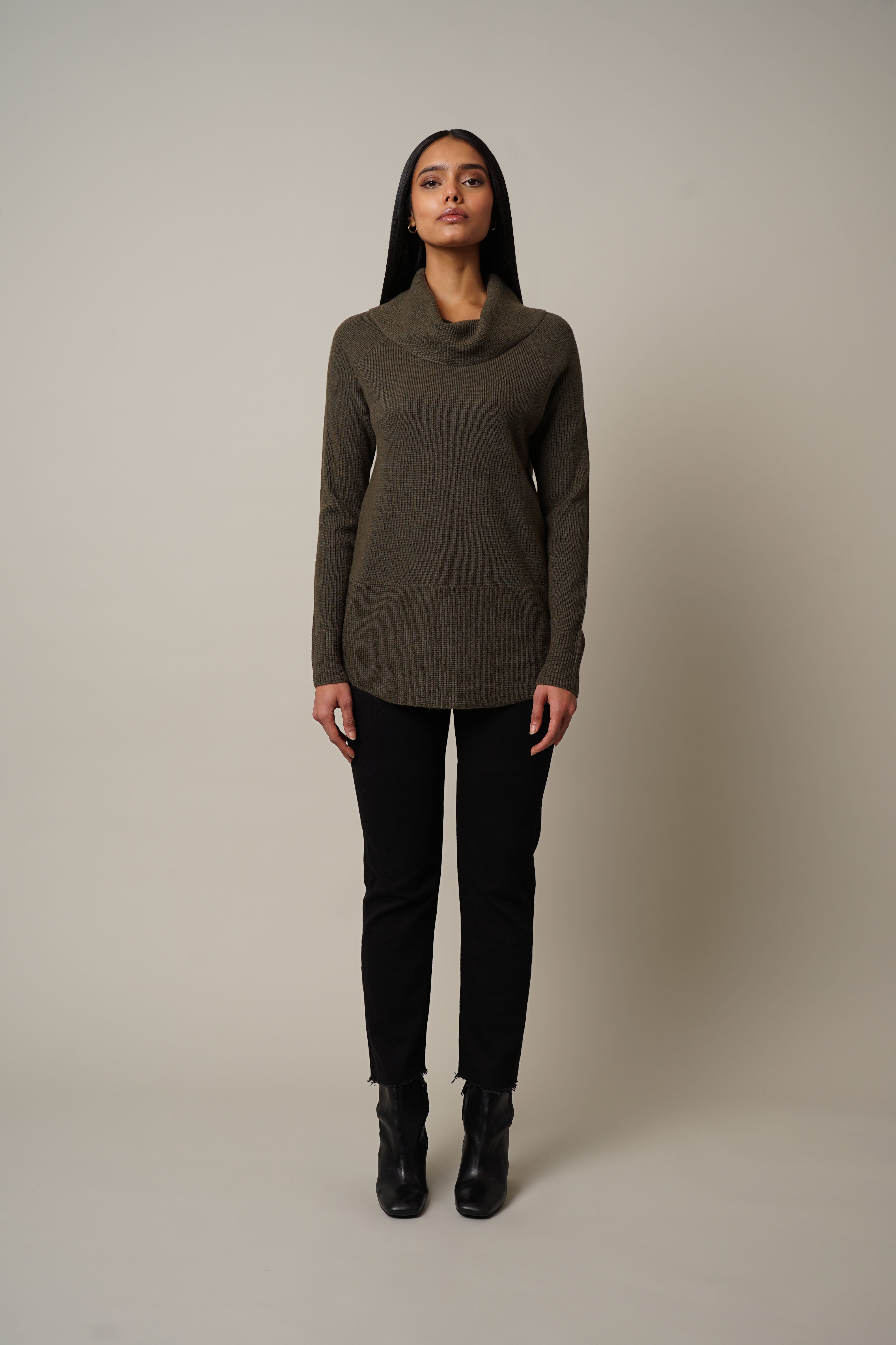 Cyrus Waffle Cowl Neck Sweater