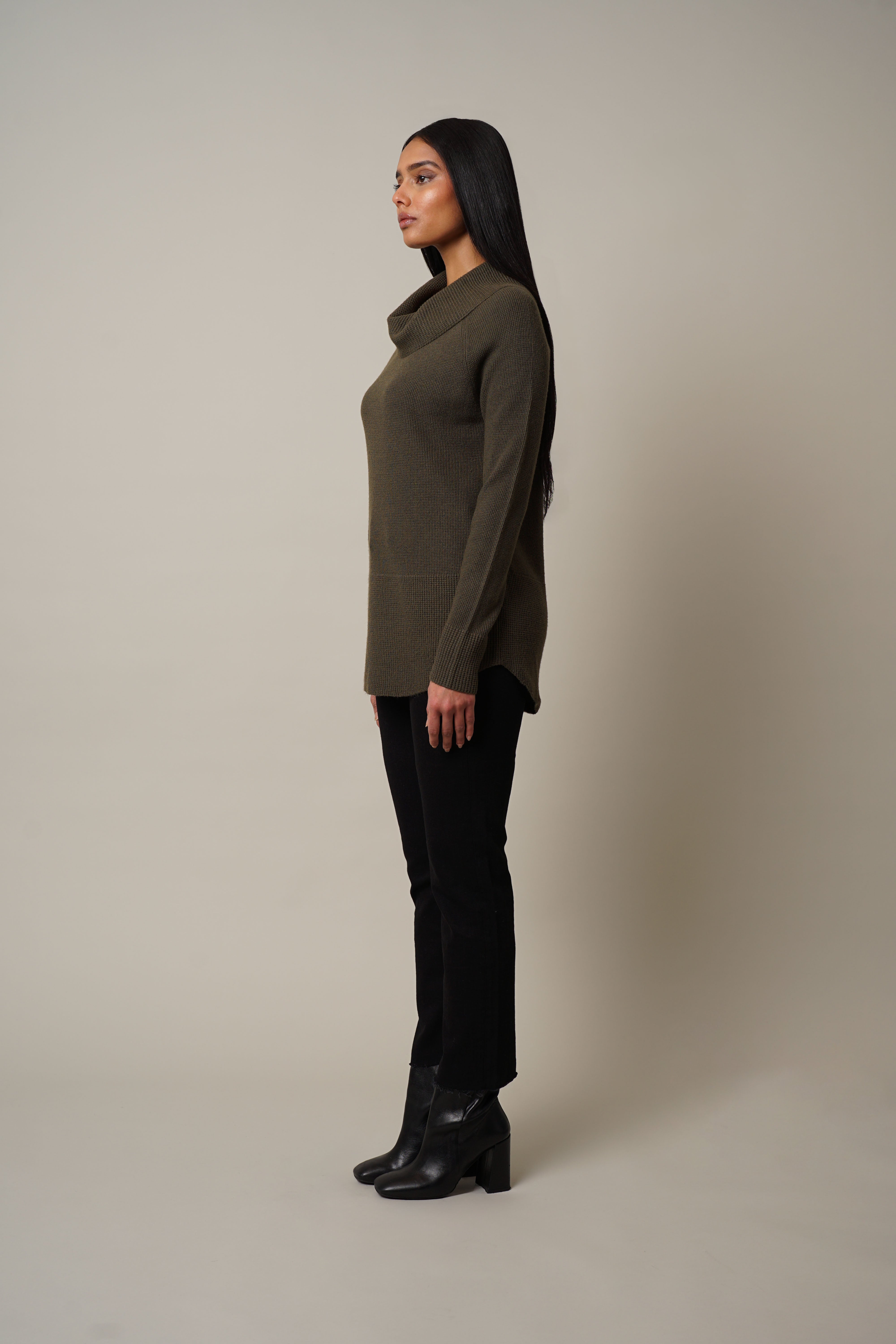 Cyrus - Waffle Cowl Neck Sweater