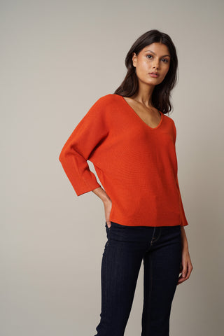 3/4 Sleeve V-Neck Dolman Sweater