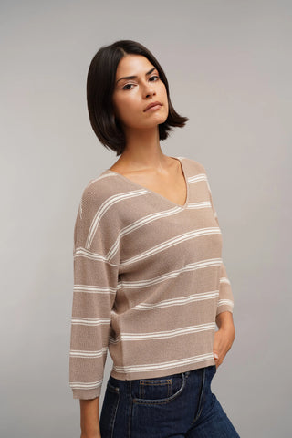 The Relaxed Stripe V-Neck Sweater