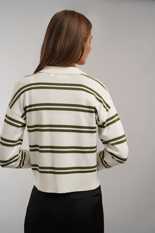 The Harbor Stripe Polo Sweater