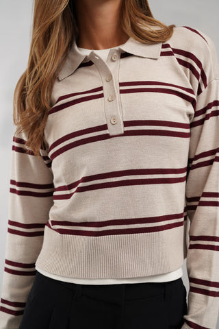 The Harbor Stripe Polo Sweater