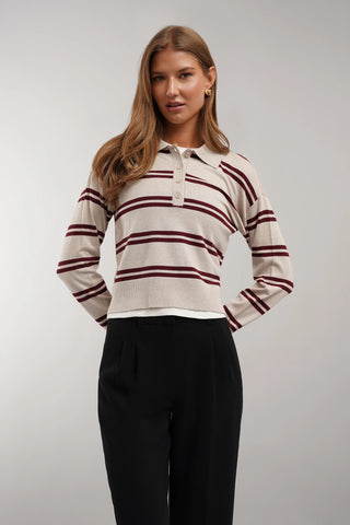 The Harbor Stripe Polo Sweater