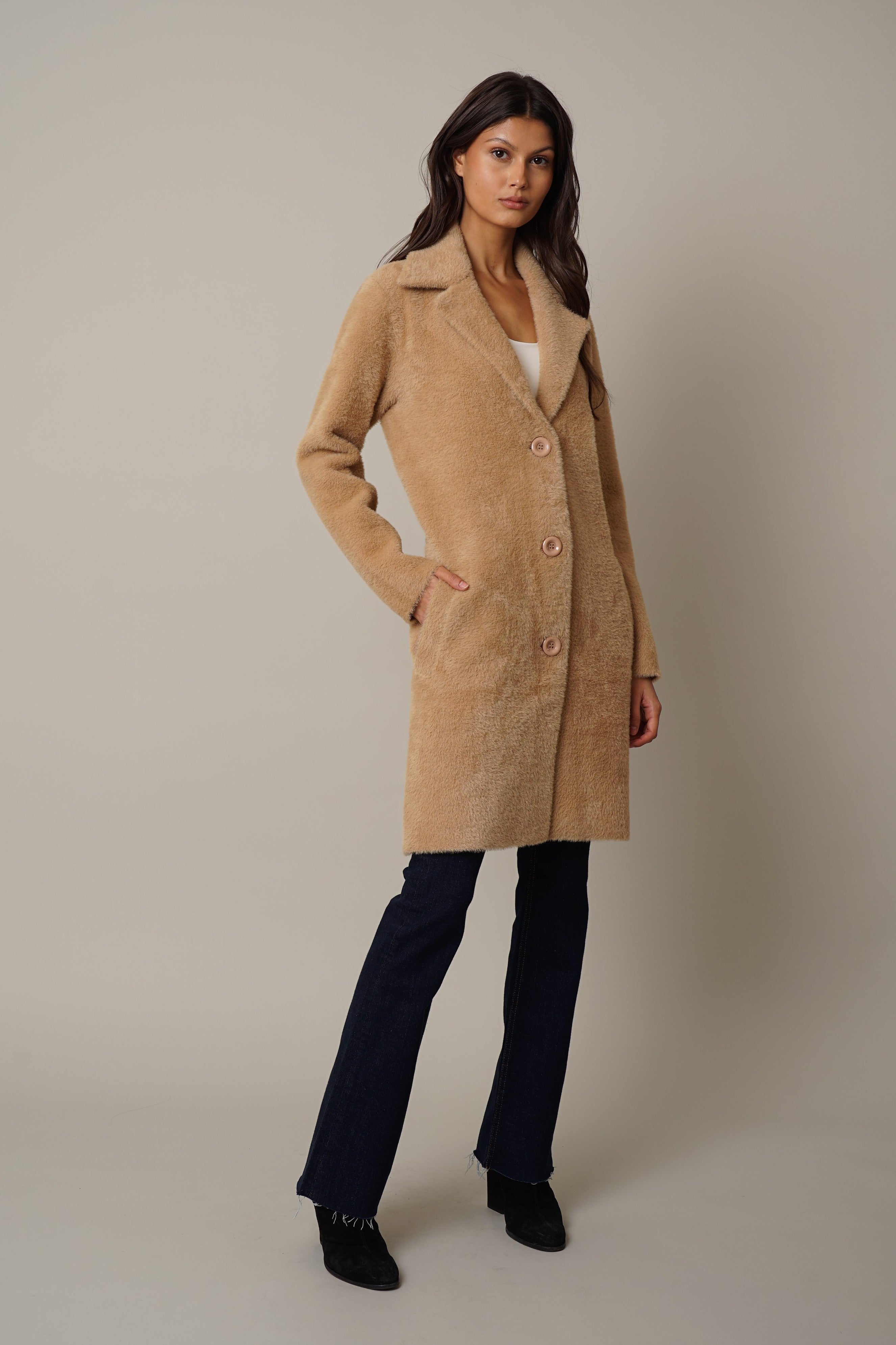 Button on sale down coat