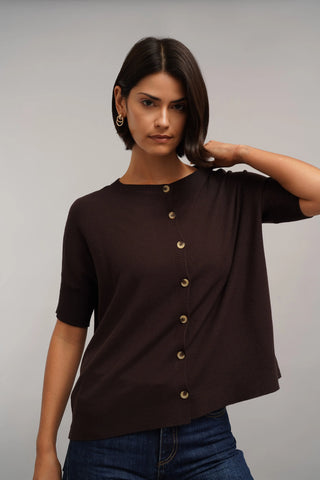 The Easy Button-Front Sweater Tee