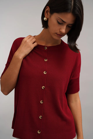 The Easy Button-Front Sweater Tee