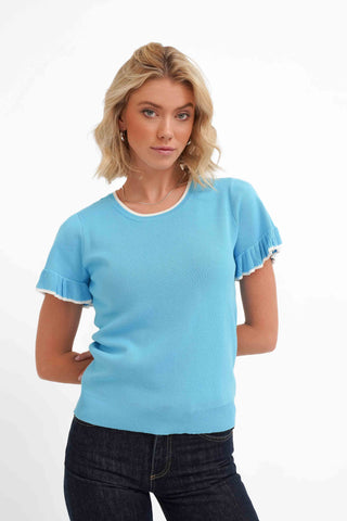 The Contrast Trim Ruffle Tee
