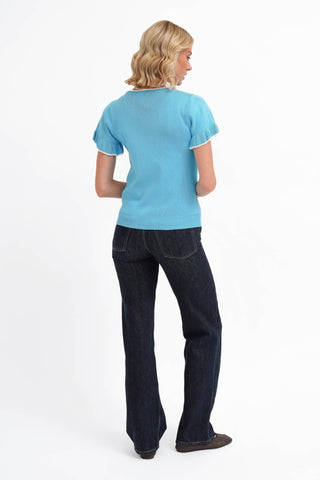 The Contrast Trim Ruffle Tee