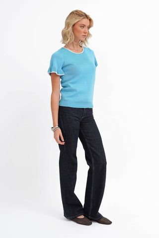 The Contrast Trim Ruffle Tee