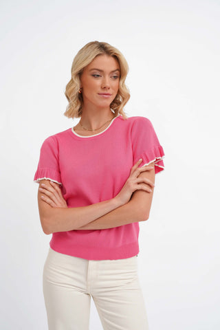The Contrast Trim Ruffle Tee
