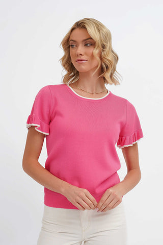 The Contrast Trim Ruffle Tee