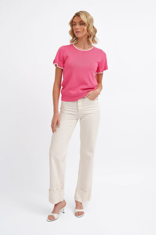The Contrast Trim Ruffle Tee