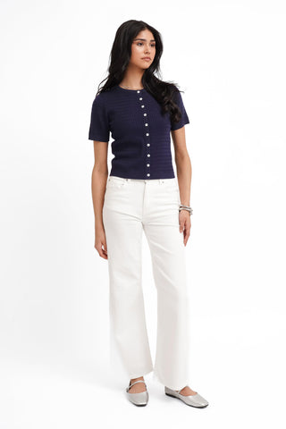 The Textured Knit Button Top