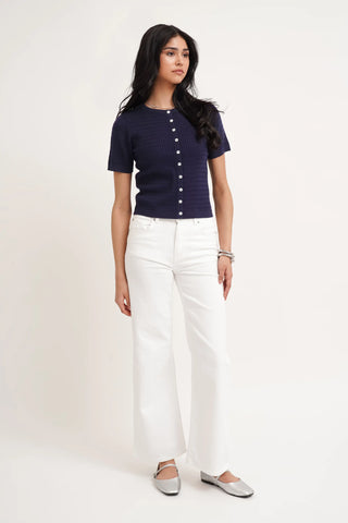 The Textured Knit Button Top