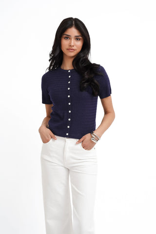The Textured Knit Button Top