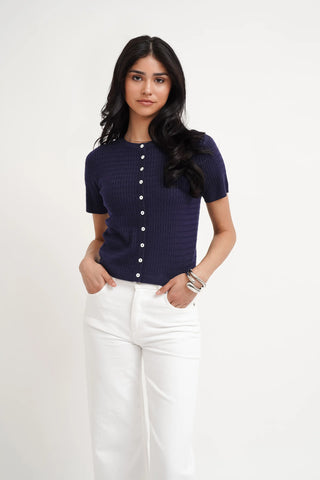 The Textured Knit Button Top