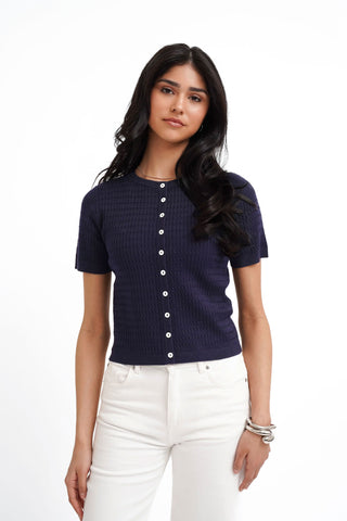 The Textured Knit Button Top