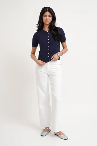 The Textured Knit Button Top