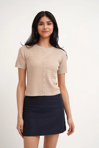 The Textured Knit Button Top