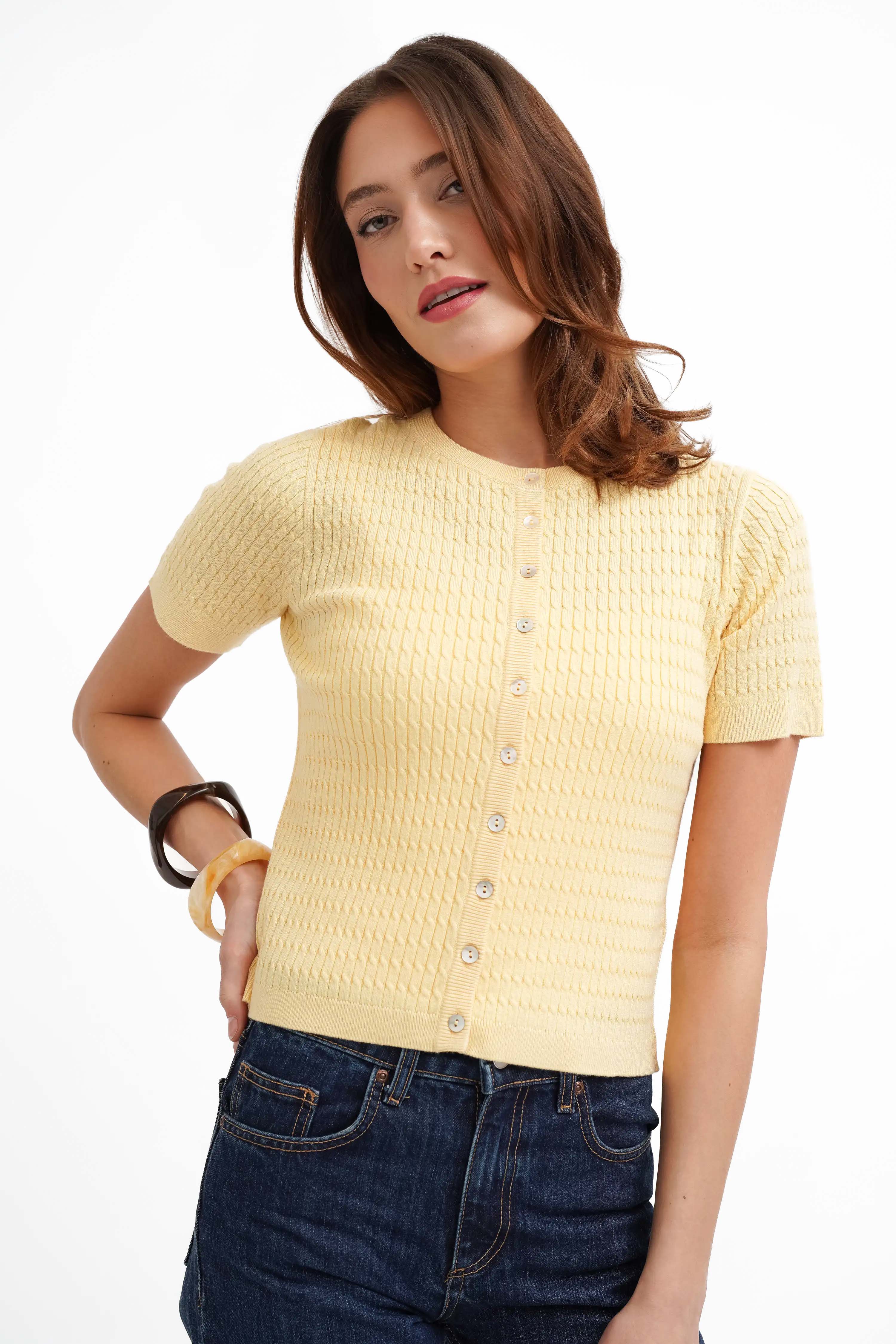 Cyrus - The Textured Knit Button Top