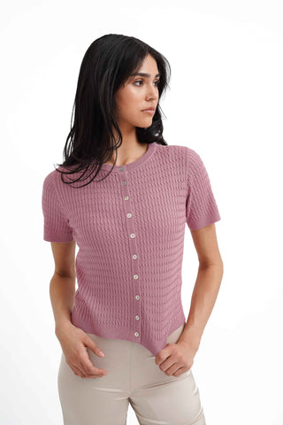 The Textured Knit Button Top